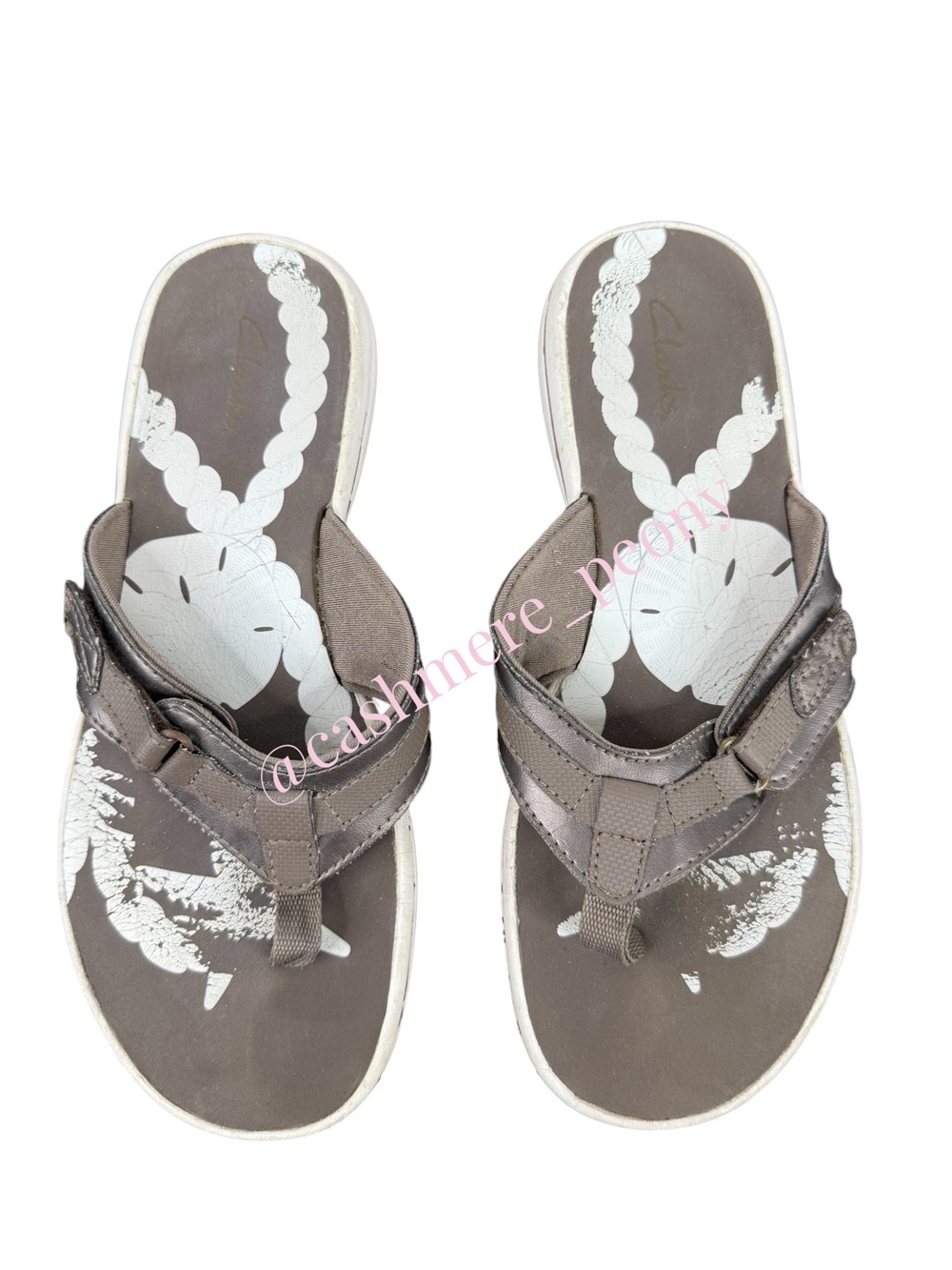 Clarks Seymour Taupe Flip Flop Sandals Womens Size 8 - Picture 2 of 8